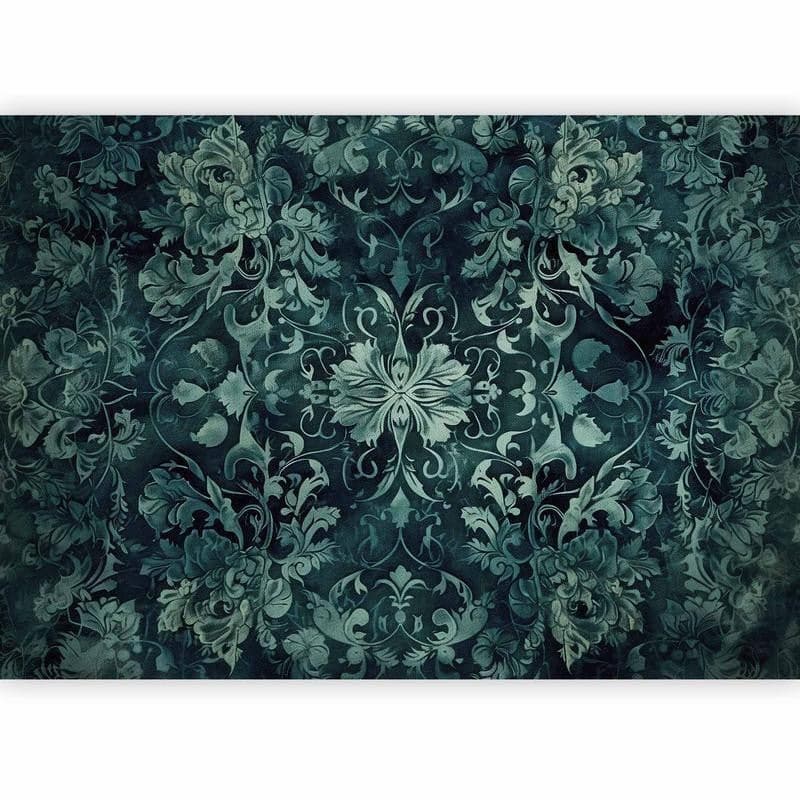 Carta da parati - Oriental Pattern Carpet: Emerald Ornaments and Worn Patterns in Carta da parati Collezione Casa - Trebisacce, commercioVirtuoso.it