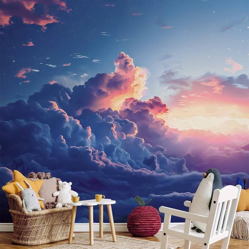 Carta da parati - Night Concert in the Mountains: Clouds Illuminated by the Last Rays of the Sun in Carta da parati Collezione Casa - Trebisacce, commercioVirtuoso.it