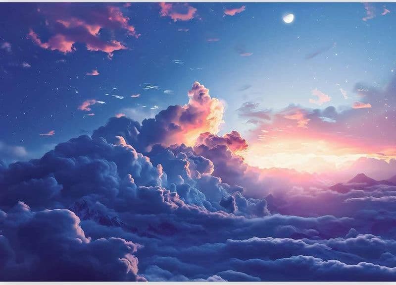 Carta da parati - Night Concert in the Mountains: Clouds Illuminated by the Last Rays of the Sun in Carta da parati Collezione Casa - Trebisacce, commercioVirtuoso.it