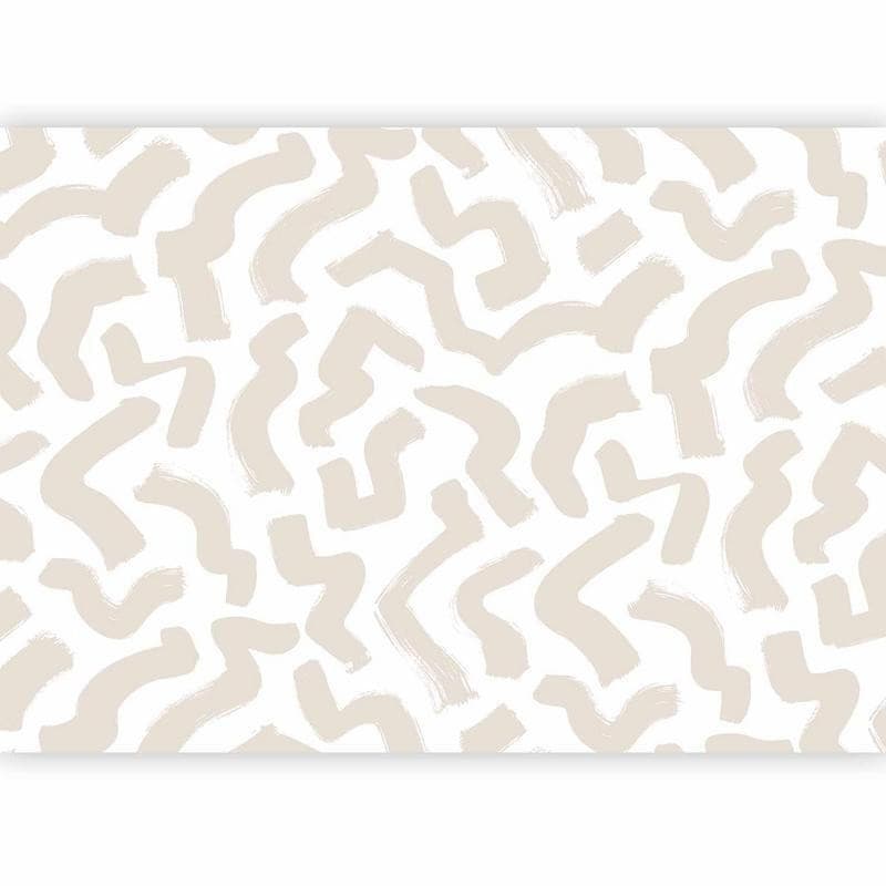 Carta da parati - Abstract composition - beige patterns in shapes on a white background in Carta da parati Collezione Casa - Trebisacce, commercioVirtuoso.it