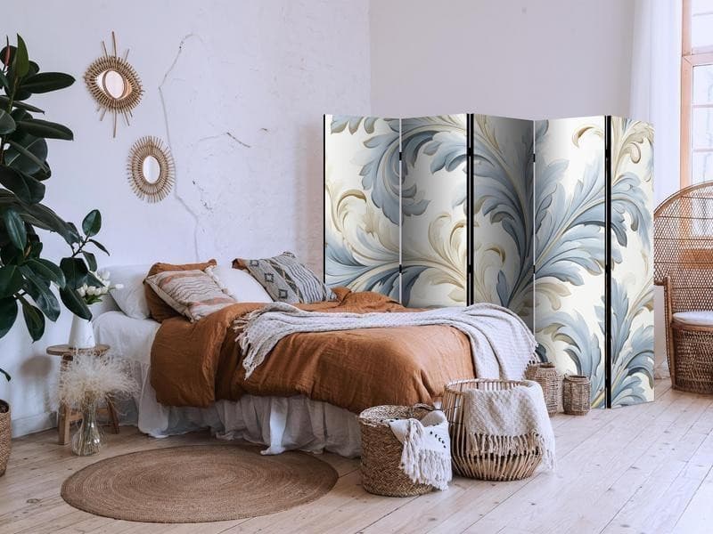 Paravento - Baroque Ornaments in Light Creamy Blue Colors in Paraventi Collezione Casa - Trebisacce, commercioVirtuoso.it
