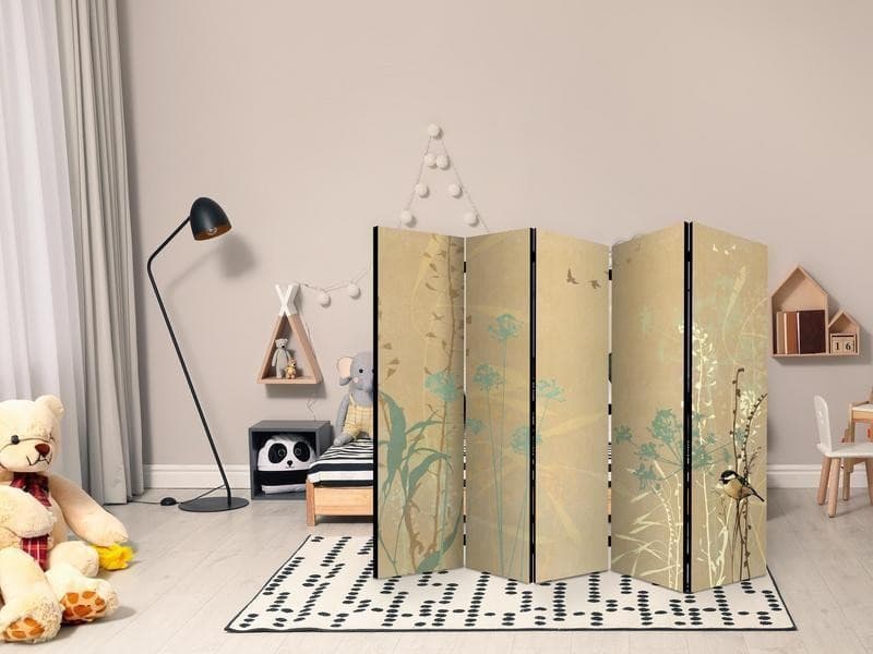 Paravento - Tiny Bird - Colorful Grasses in Golden Shades of Sunset in Paraventi Collezione Casa - Trebisacce, commercioVirtuoso.it