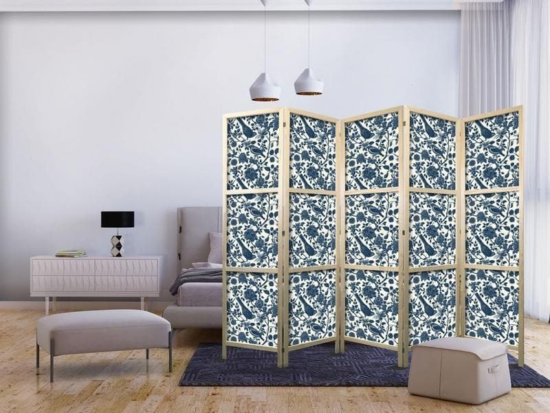 Paravento giapponese Uccelli tra rose blu 5 ante in Paraventi Collezione Casa - Trebisacce, commercioVirtuoso.it