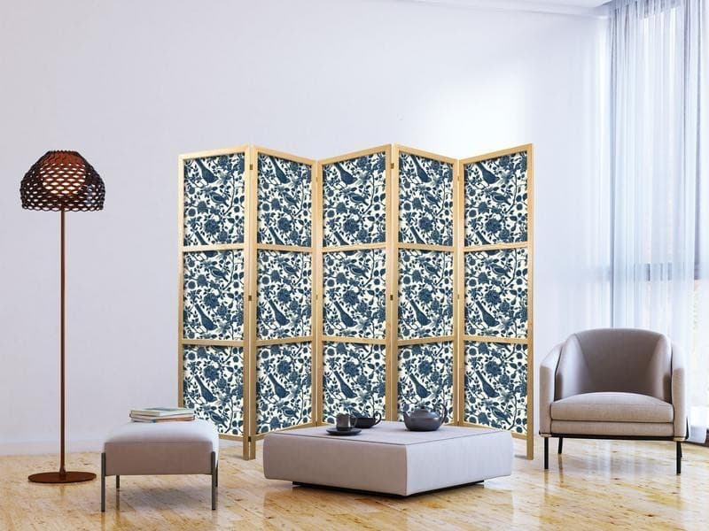 Paravento giapponese Uccelli tra rose blu 5 ante in Paraventi Collezione Casa - Trebisacce, commercioVirtuoso.it