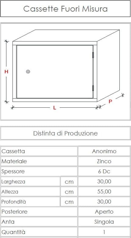 Cassetta gas H 55 x L 30 x P 30cm cassonetto contenitore zincato per contatore in Accessori Aloiserw.com - Altomonte, commercioVirtuoso.it