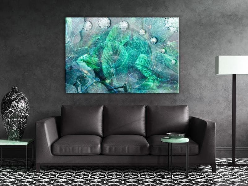 Quadro - Turquoise Leaves (1 Part) Wide in Poster e stampe Collezione Casa - Trebisacce, commercioVirtuoso.it