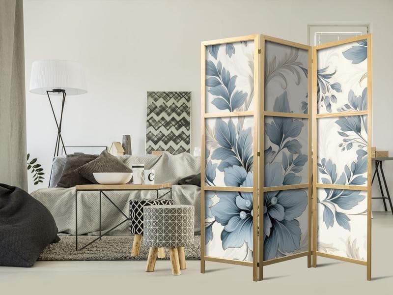 Paravento giapponese Fiori turchesi retrò 3 ante in Paraventi Collezione Casa - Trebisacce, commercioVirtuoso.it