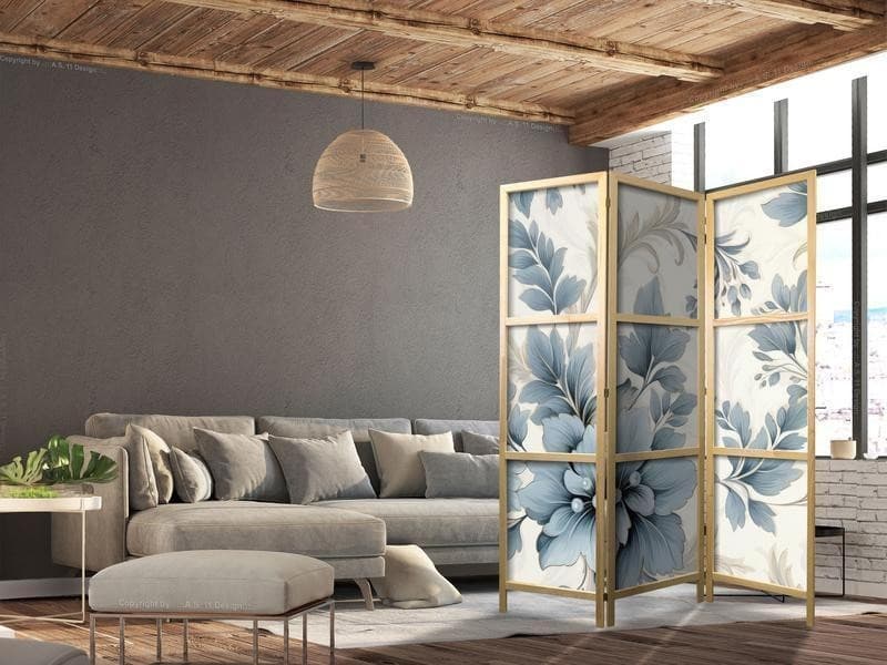 Paravento giapponese Fiori turchesi retrò 3 ante in Paraventi Collezione Casa - Trebisacce, commercioVirtuoso.it