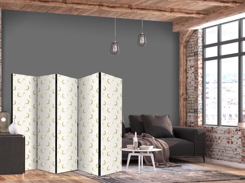 Paravento - Moonlit Nights - Delicate Moons and Clouds in Warm Tones in Paraventi Collezione Casa - Trebisacce, commercioVirtuoso.it