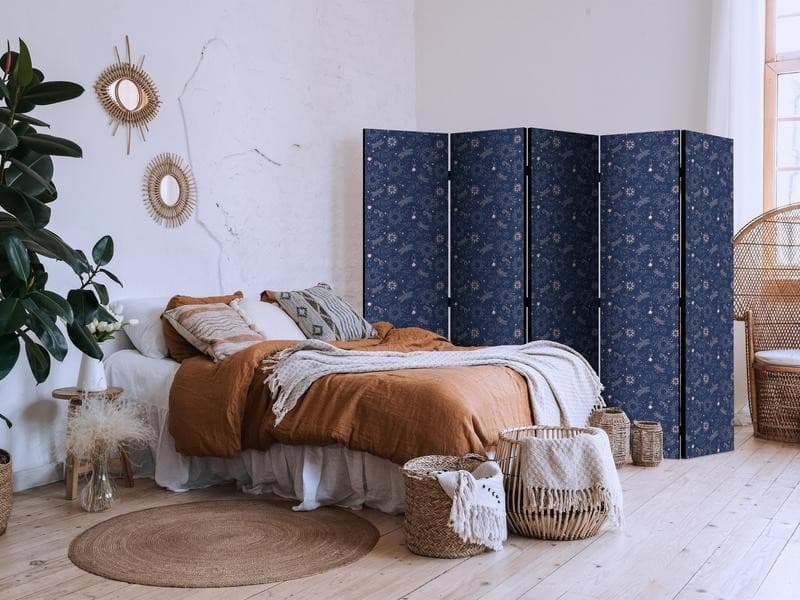 Paravento - Cosmic Fantasy - Pattern with Suns Moons and Dragonflies on a Dark Background in Paraventi Collezione Casa - Trebisacce, commercioVirtuoso.it