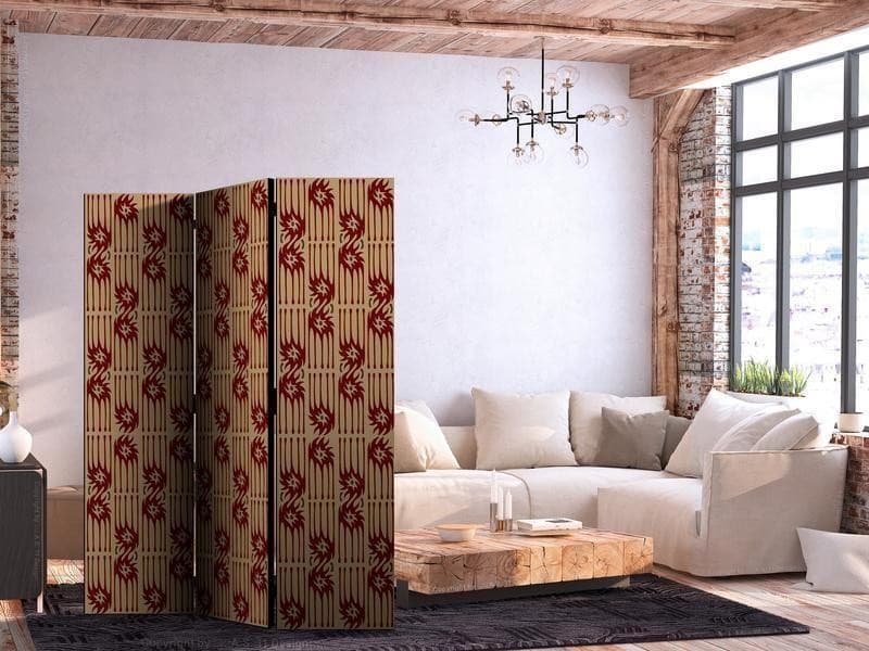 Paravento - Predatory Features - Red Abstract Shapes Inspired by Tribal in Paraventi Collezione Casa - Trebisacce, commercioVirtuoso.it