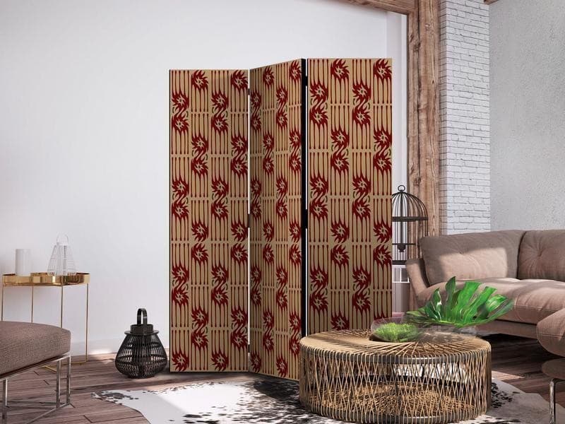 Paravento - Predatory Features - Red Abstract Shapes Inspired by Tribal in Paraventi Collezione Casa - Trebisacce, commercioVirtuoso.it