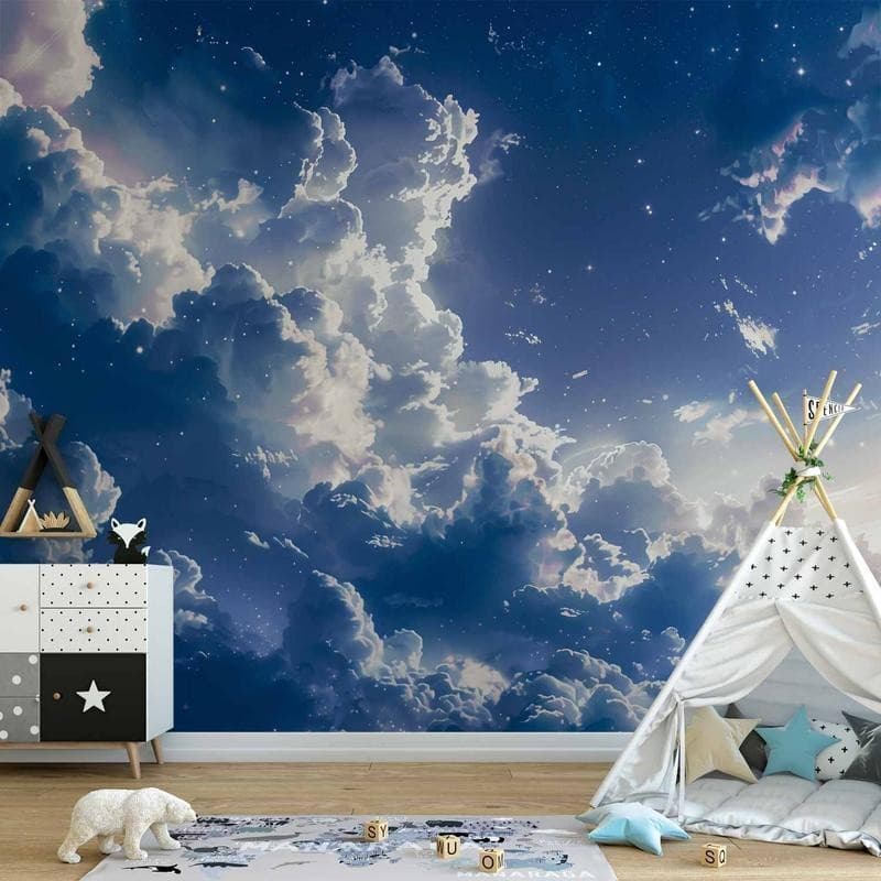 Carta da parati - Starry Clouds and Delicate Light Over a Corner of the Sky in Carta da parati Collezione Casa - Trebisacce, commercioVirtuoso.it