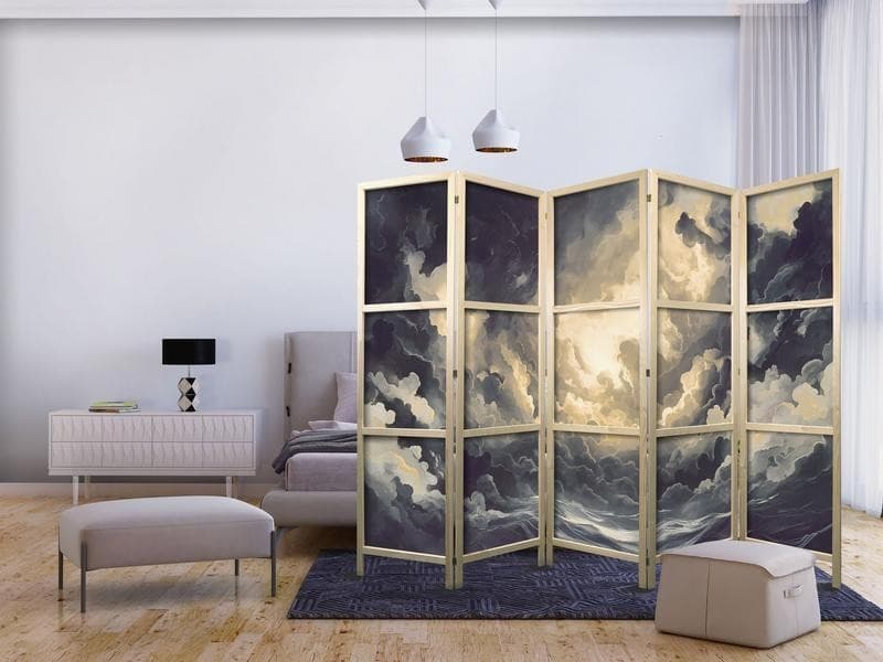 Paravento giapponese - Epic Light Play: The Sun Battling for Dominance Over the Clouds in Paraventi Collezione Casa - Trebisacce, commercioVirtuoso.it