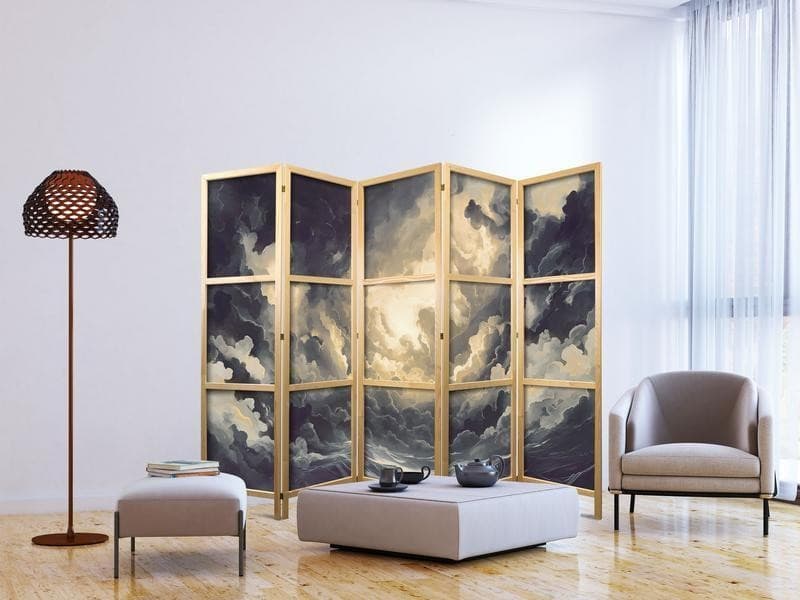 Paravento giapponese - Epic Light Play: The Sun Battling for Dominance Over the Clouds in Paraventi Collezione Casa - Trebisacce, commercioVirtuoso.it
