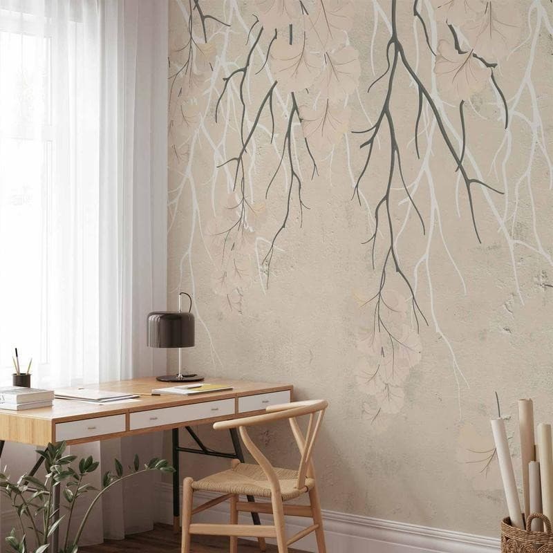 Carta da parati - Abstract falling leaves - subtle nature motif with branches in Carta da parati Collezione Casa - Trebisacce, commercioVirtuoso.it