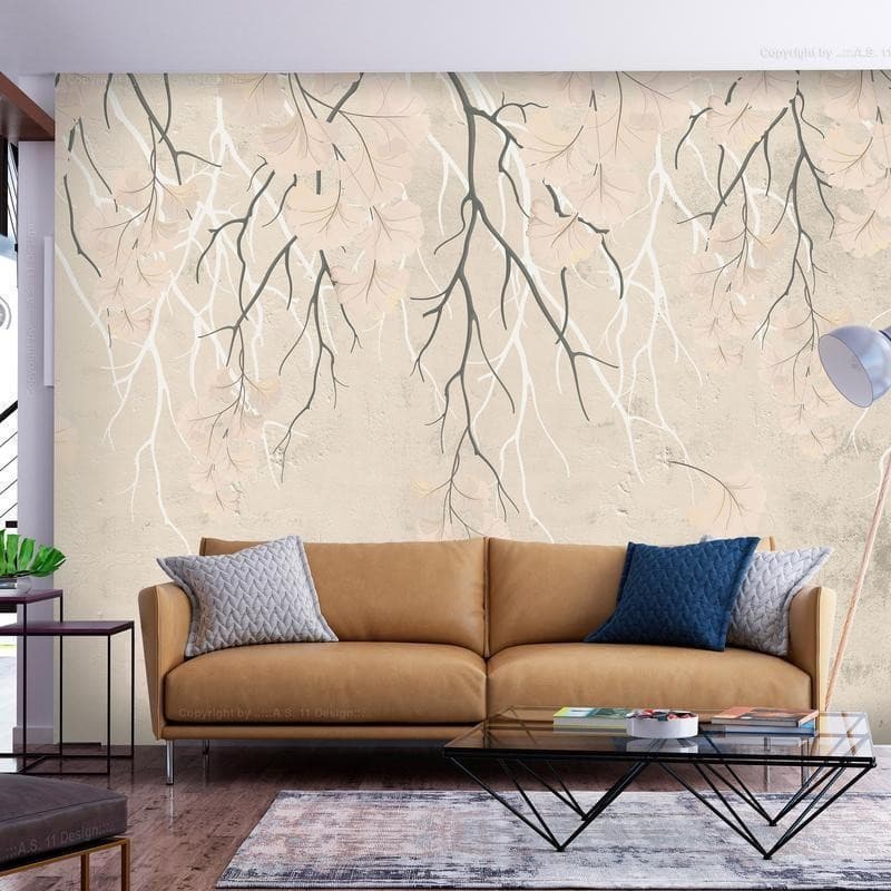 Carta da parati - Abstract falling leaves - subtle nature motif with branches in Carta da parati Collezione Casa - Trebisacce, commercioVirtuoso.it