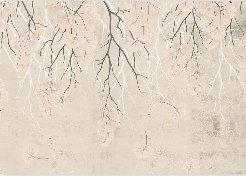 Carta da parati - Abstract falling leaves - subtle nature motif with branches in Carta da parati Collezione Casa - Trebisacce, commercioVirtuoso.it