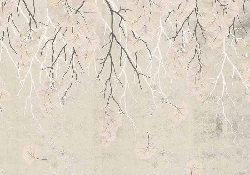 Carta da parati - Abstract falling leaves - subtle nature motif with branches in Carta da parati Collezione Casa - Trebisacce, commercioVirtuoso.it
