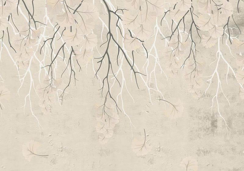 Carta da parati - Abstract falling leaves - subtle nature motif with branches in Carta da parati Collezione Casa - Trebisacce, commercioVirtuoso.it