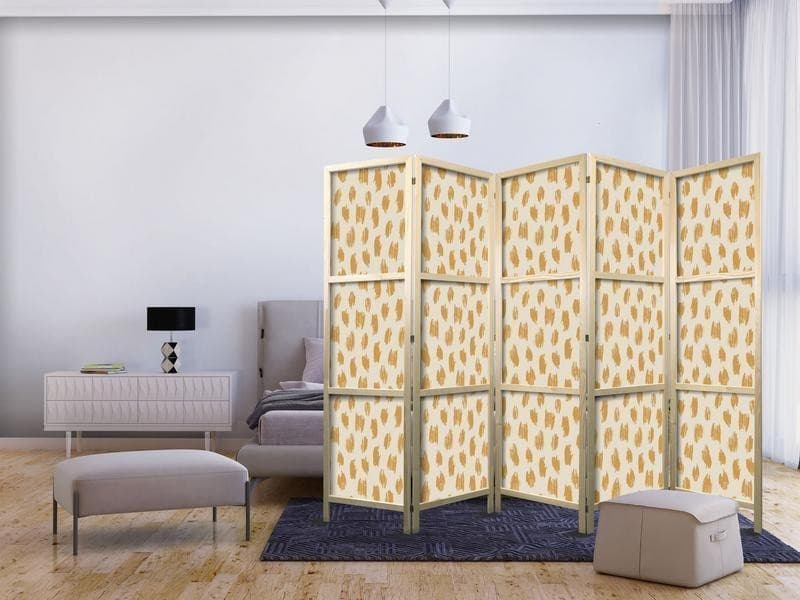 Paravento giapponese - Drawn Pattern in Dots and Spots - in Shades of Orange and Ecru in Paraventi Collezione Casa - Trebisacce, commercioVirtuoso.it