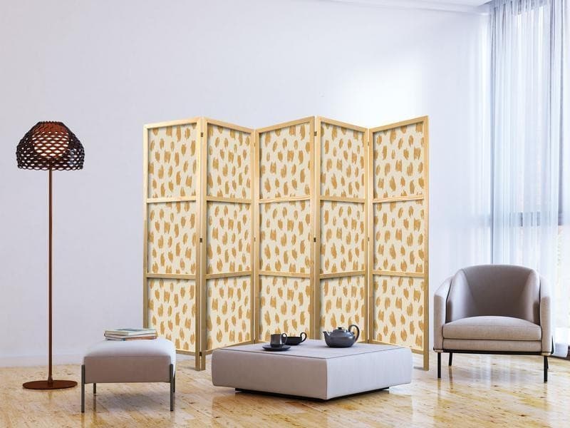 Paravento giapponese - Drawn Pattern in Dots and Spots - in Shades of Orange and Ecru in Paraventi Collezione Casa - Trebisacce, commercioVirtuoso.it