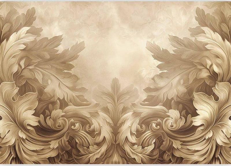 Carta da parati - Carved Baroque Ornaments: Rich Composition in Sepia Colors in Carta da parati Collezione Casa - Trebisacce, commercioVirtuoso.it