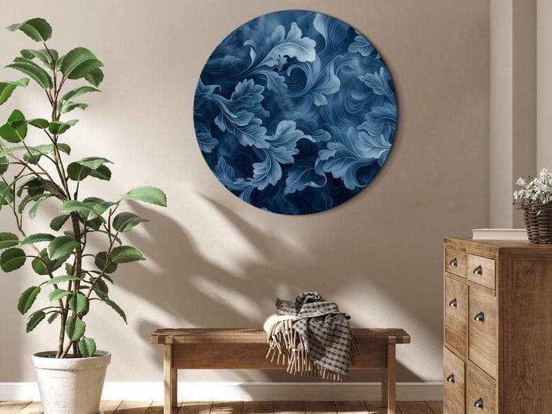 Quadro rotondo - Abstract Ornaments Dark Blue Victorian Leaves in Poster e stampe Collezione Casa - Trebisacce, commercioVirtuoso.it