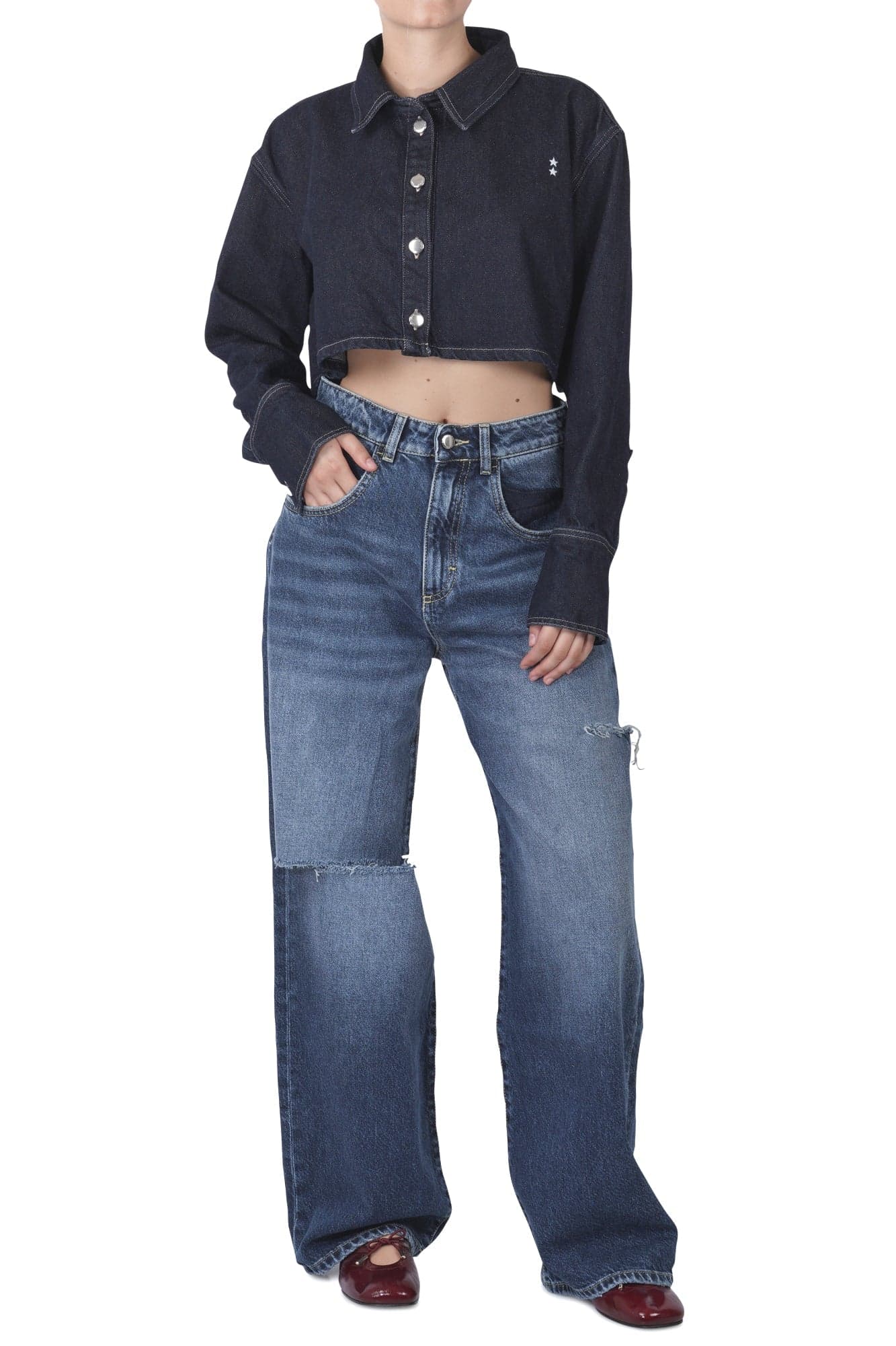 ICON DENIM Icon Denim - Camicia - 460526 - Denim scuro da donna in Bluse e camicie Drestige - Casamassima, commercioVirtuoso.it