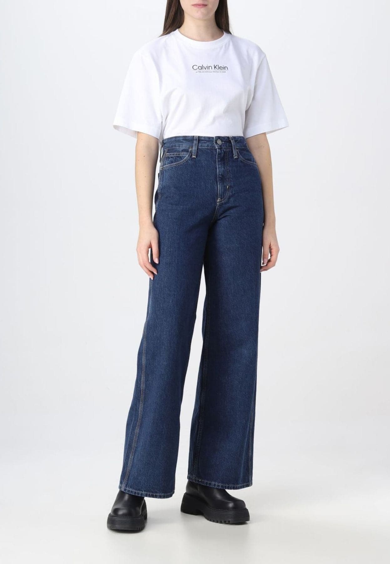 calvin klein jeans HR WIDE - ARCHIVE BLUE RINSE da donna in Jeans Drestige - Casamassima, commercioVirtuoso.it