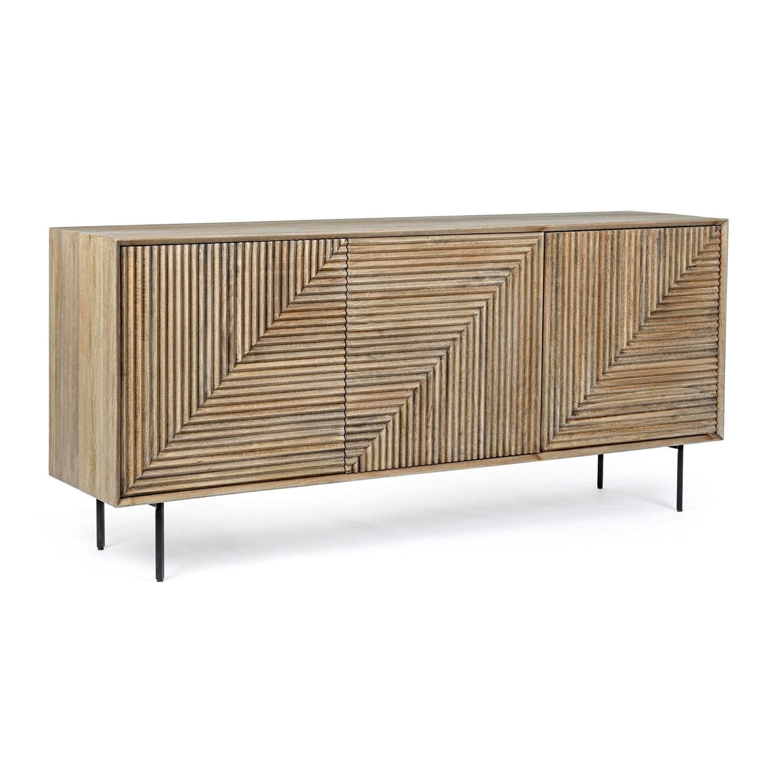 Credenza "Darsey" con struttura in legno di mango, mobile in stile moderno – 3 Ante – Bizzotto Homemotion