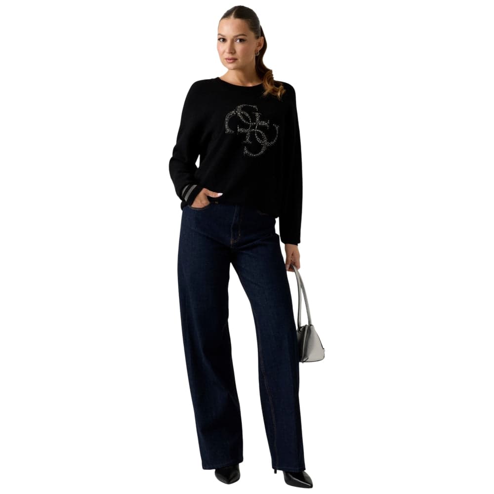 Guess maglione nero con logo borchie SYLVIE W5BR42Z26I2JBLK in Maglioni Prodotti di Classe - Nocera Superiore, commercioVirtuoso.it