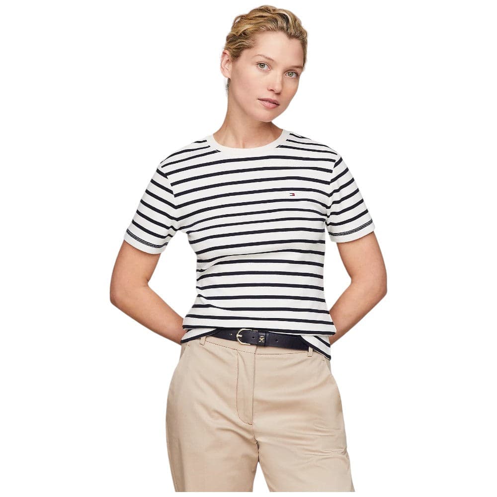 Tommy Hilfiger donna t-shirt a righe blu bianca WW0WW40587
