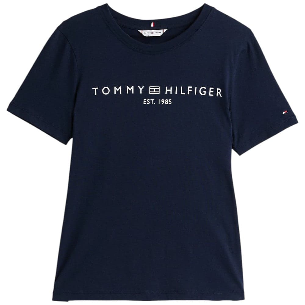Tommy Hilfiger t-shirt blu logo scritta ricamata WW0WW40276C1G T-shirt Tommy Hilfiger