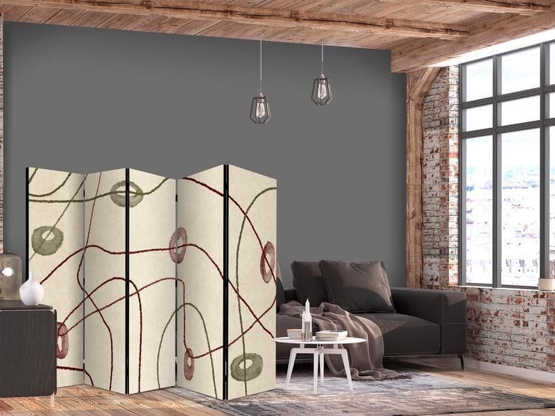Paravento - Labyrinth with Beads - Minimalist Abstraction on a Worn Background in Paraventi Collezione Casa - Trebisacce, commercioVirtuoso.it