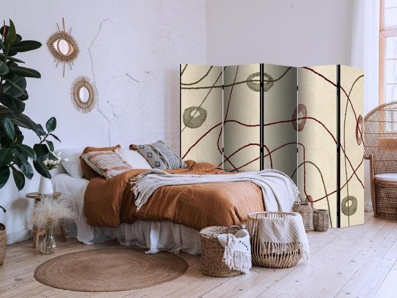 Paravento - Labyrinth with Beads - Minimalist Abstraction on a Worn Background in Paraventi Collezione Casa - Trebisacce, commercioVirtuoso.it