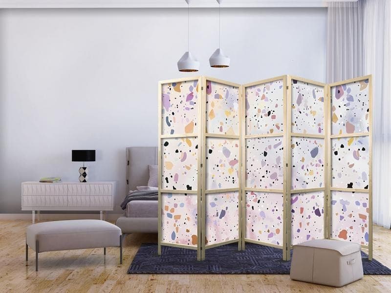 Paravento giapponese - Confetti-Style Terrazzo - Purple-Pink - Colorful Pattern in Paraventi Collezione Casa - Trebisacce, commercioVirtuoso.it