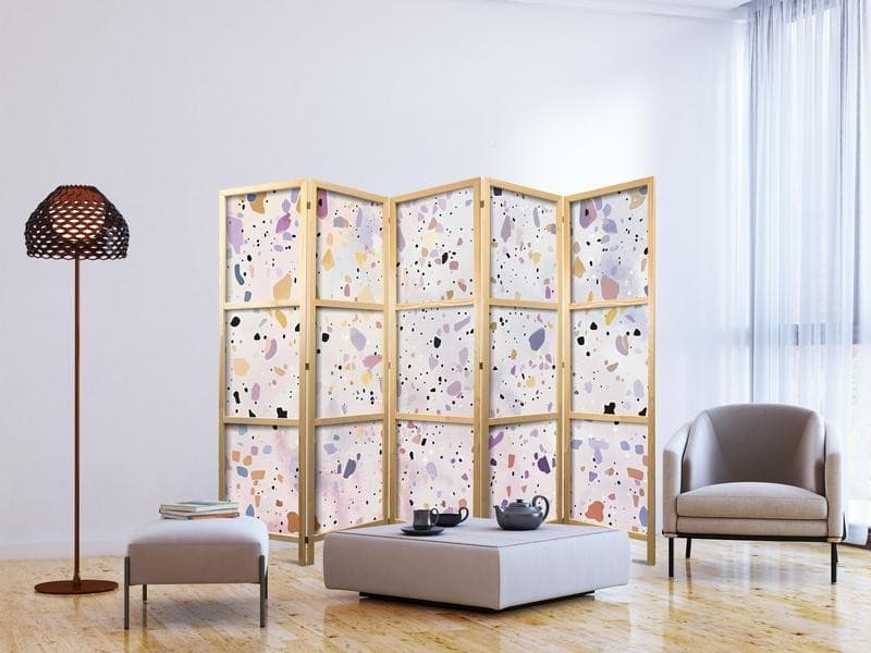 Paravento giapponese - Confetti-Style Terrazzo - Purple-Pink - Colorful Pattern in Paraventi Collezione Casa - Trebisacce, commercioVirtuoso.it