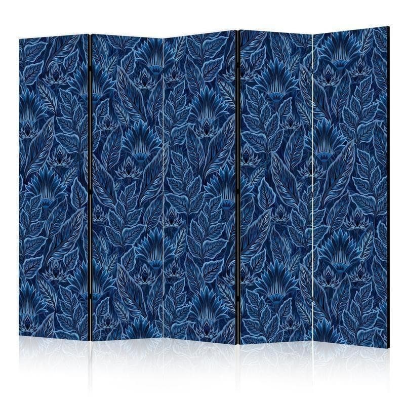 Paravento - Dense Vegetation - Botanical Patterns in Illustrative Style Blue in Paraventi Collezione Casa - Trebisacce, commercioVirtuoso.it