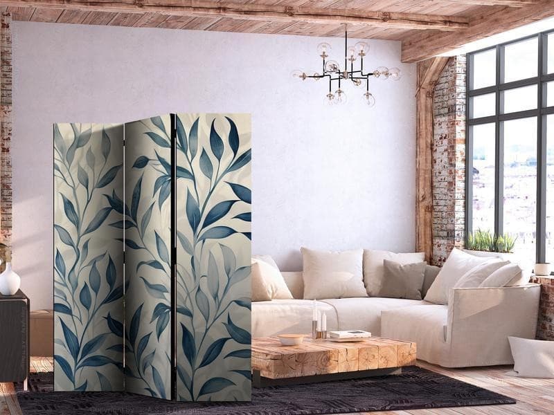 Paravento Delicate foglie blu 3 ante in Paraventi Collezione Casa - Trebisacce, commercioVirtuoso.it