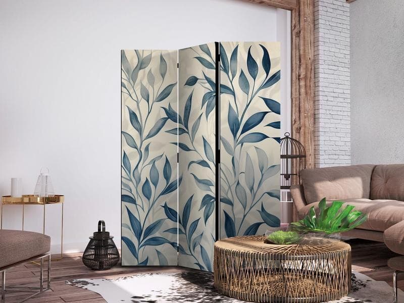 Paravento Delicate foglie blu 3 ante in Paraventi Collezione Casa - Trebisacce, commercioVirtuoso.it