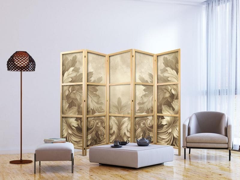 Paravento giapponese Ornamento barocco beige 5 ante in Paraventi Collezione Casa - Trebisacce, commercioVirtuoso.it