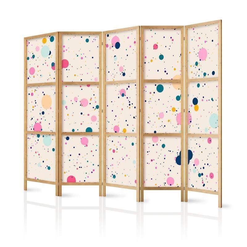 Paravento giapponese - Dots - Spots and Splashes Multicolored - Cheerful Pattern on a Light Pink Background in Paraventi Collezione Casa - Trebisacce, commercioVirtuoso.it