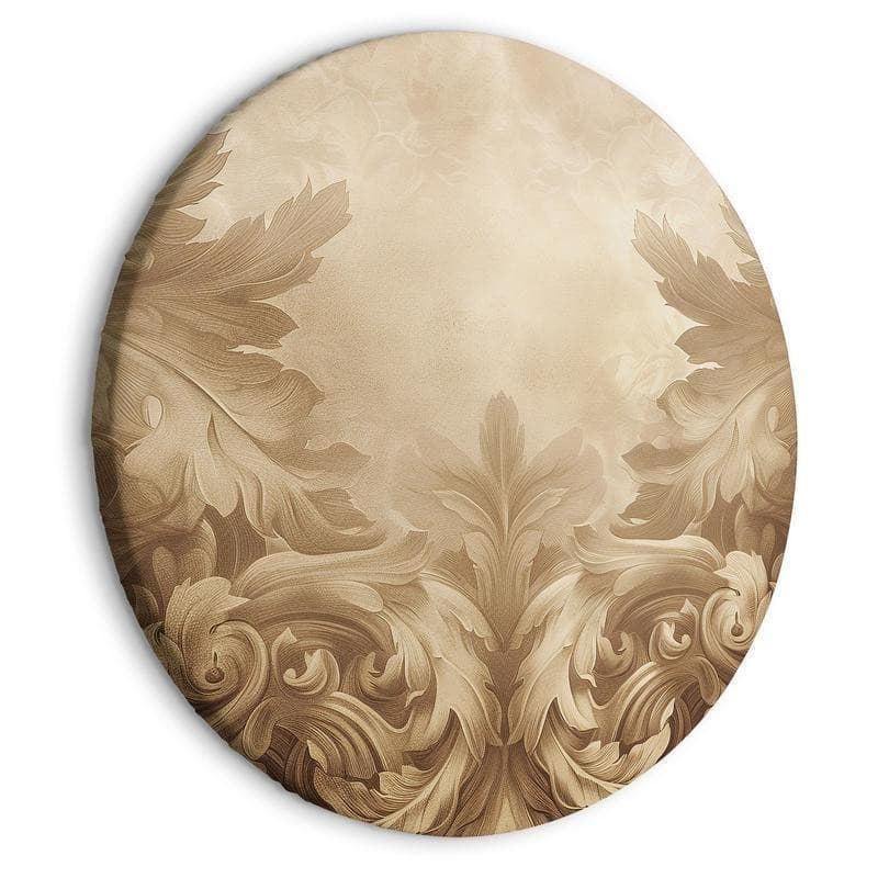Quadro rotondo - Carved Baroque Ornaments Rich Composition in Sepia Colors in Poster e stampe Collezione Casa - Trebisacce, commercioVirtuoso.it