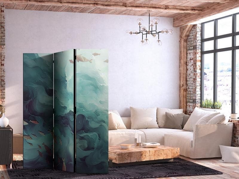 Paravento - Three Schools of Fish - Fish in Muted Colors Swimming in Groups in Oceanic Depths in Schermi divisori e protettivi per giardino Collezione Casa - Trebisacce, commercioVirtuoso.it