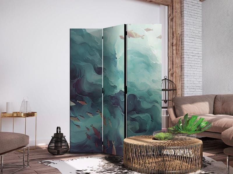 Paravento - Three Schools of Fish - Fish in Muted Colors Swimming in Groups in Oceanic Depths in Schermi divisori e protettivi per giardino Collezione Casa - Trebisacce, commercioVirtuoso.it