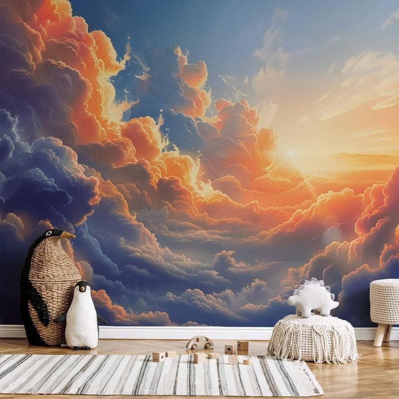 Carta da parati - Sunset Over a Cloudy Sea: A Wonderful Symphony of Colors in Carta da parati Collezione Casa - Trebisacce, commercioVirtuoso.it