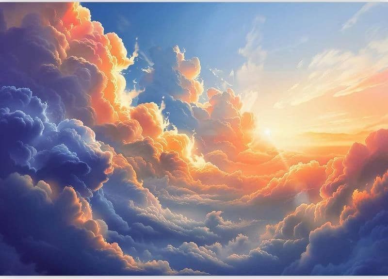 Carta da parati - Sunset Over a Cloudy Sea: A Wonderful Symphony of Colors in Carta da parati Collezione Casa - Trebisacce, commercioVirtuoso.it
