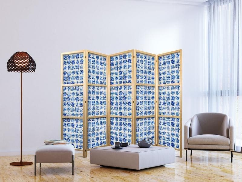Paravento giapponese Piastrelle blu 5 ante in Paraventi Collezione Casa - Trebisacce, commercioVirtuoso.it
