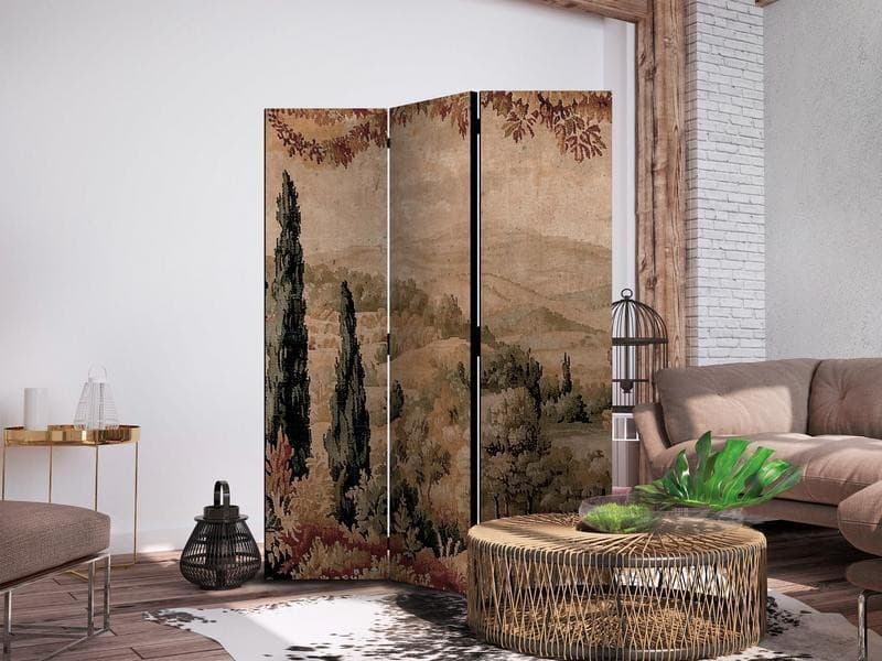 Paravento - Landscape with Cypresses - Old Tapestry with Mediterranean Vegetation in Schermi divisori e protettivi per giardino Collezione Casa - Trebisacce, commercioVirtuoso.it